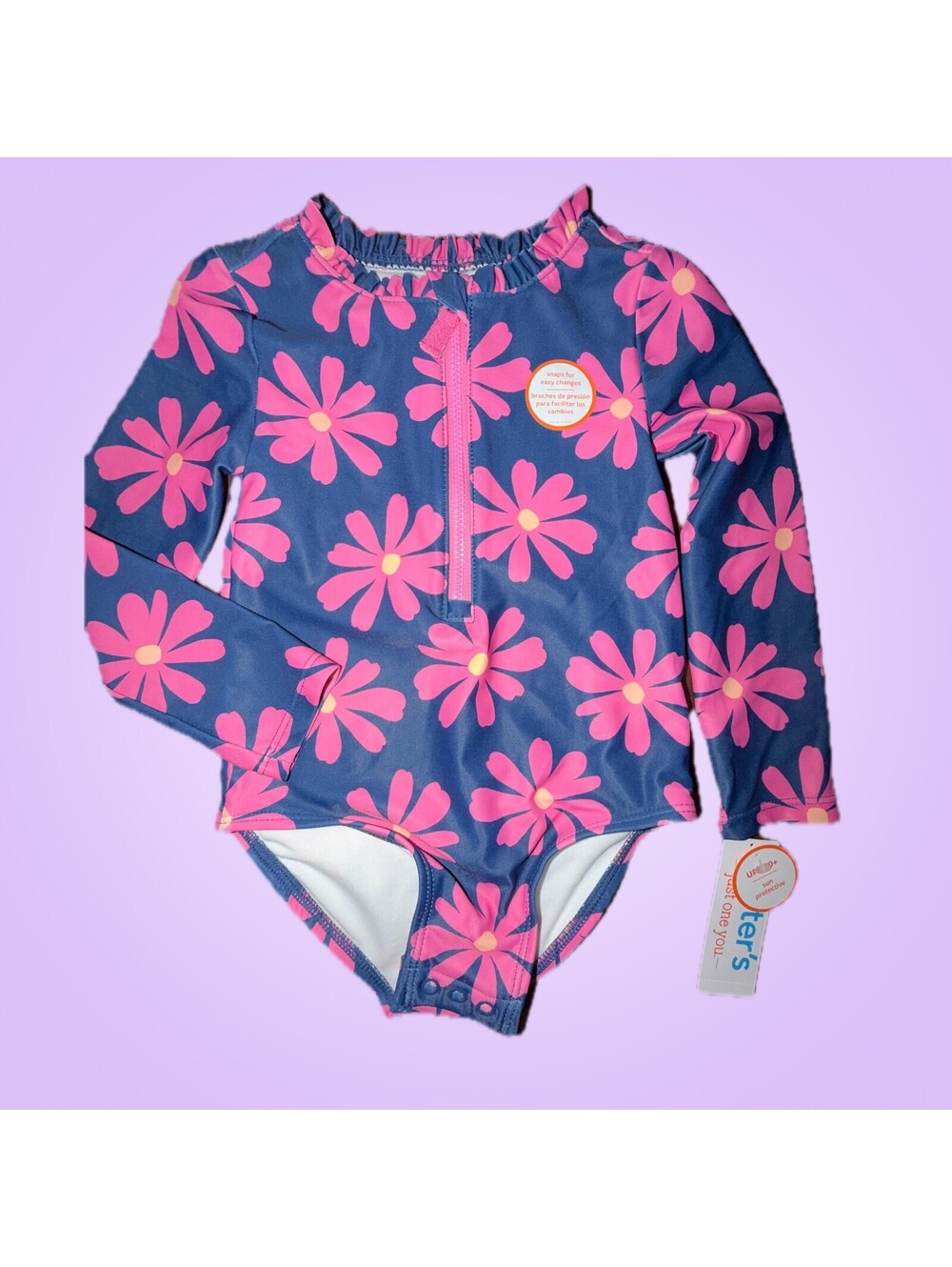 Carter’s New Girls 2T Pink Floral Long Sleeve One Piece Swimsuit